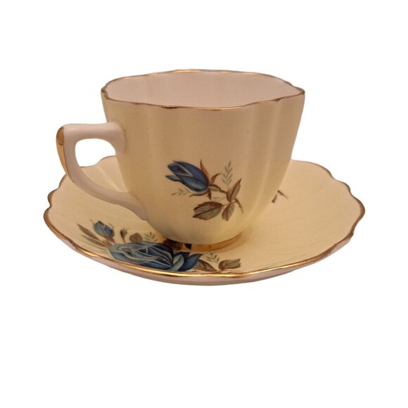 Crownford Blue Rose Teacup and Saucer - Picture 1 of 10